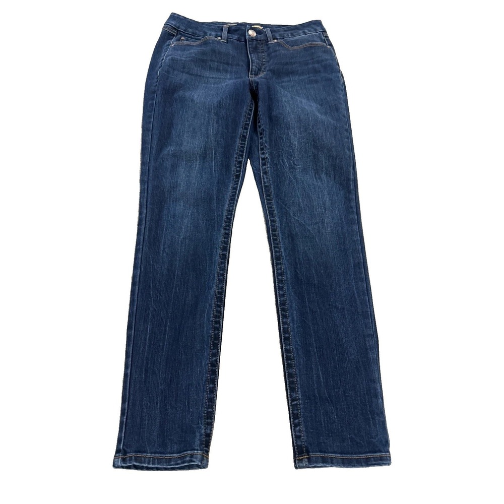 Seven7 Women's Dark Wash Stretch Jeans Size 10 Mid Rise Straight Leg